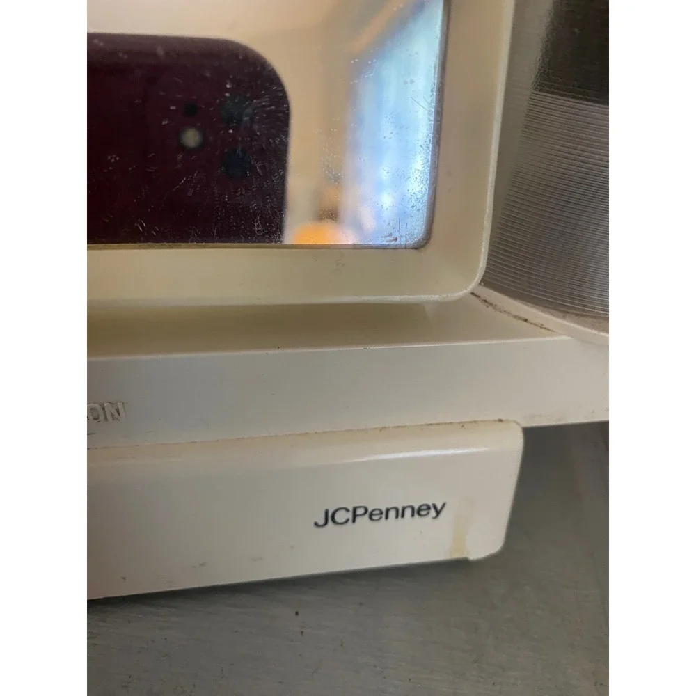 Vintage JCPenney Lighted Makeup Mirror Tabletop Vanity Dual Side Lights Cream
